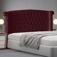 Imagem de Cabeceira De Cama Box Luxo King 195 Cm Suede Bordo Eli Móveis