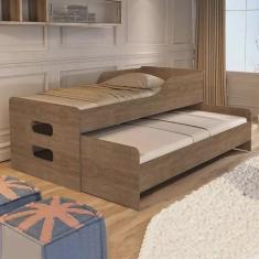 Imagem de Cama Solteiro Elis Castanho - Com Auxiliar 100% Mdf - Basoto