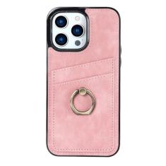 Imagem de Capa de couro com anel de dedo para iPhone 15 Pro Max 14 13 12 11 Pro Max 15 Plus 13 Pro Carteira com slots para cartões Capa traseira com suporte, rosa, para iPhone 14 Pro