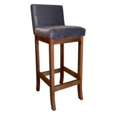 Imagem de Banqueta Alta Estofada com Encosto para Bancada 38 x 100 Cm Espanha Madeira Castanho Suede Cinza CCS