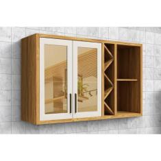 Imagem de Armário Aéreo Cozinha Modulado Tempranillo Nicho Adega 2 Portas Vidro