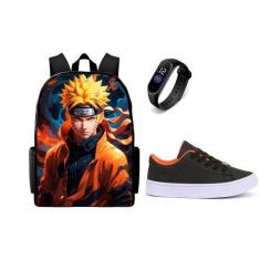 Imagem de Conjunto Versatil Juvenil Masculino Mochila Mais Tenis E Relogio Infan