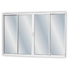 Imagem de Janela de Alumínio de Correr 120x120cm 4 Folhas 2 Fixas com Vidro Liso