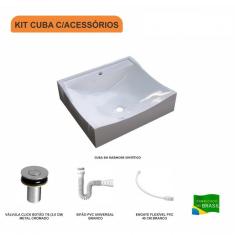 Imagem de Kit Cuba Q440 Com Válvula Click  1 Pol. Sifão Pvc E Flexível Compace 