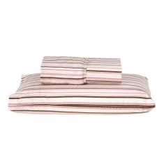 Imagem de Jogo De Lençol Solteiro 180 Fios Rosé Listras 2 Peças