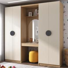 Imagem de Guarda Roupa Modulado Infantil 3 Peças 4 Portas Com Espelho Joy Kids C