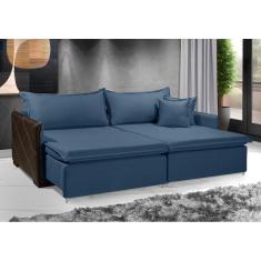 Imagem de Sofá Sem Caixa Retrátil Reclinavel Mônaco 1,60m ESTILO ESTOFADOS - França Linhosoft COR "Azul"