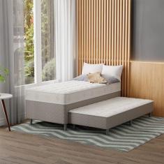 Imagem de Cama Box Conjugada Solteiro com Cama Auxiliar Premier Unibox Molas Ensacadas (63x88x188) Bege