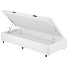 Imagem de Cama Box SOLTEIRO ANTIGO Baú Lateral  Branco - 078x188