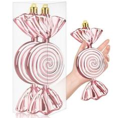 Imagem de 2 peças de enfeites grandes de doces de Natal, enfeite de pendurar com fita, árvore de Natal em casa, decoração de festa de ano novo, presente