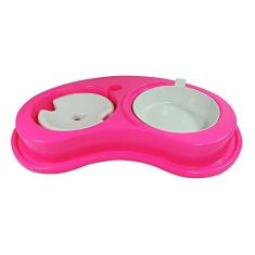 Imagem de Comedouro plástico Anti-formiga luxo duplo pelos Longos para cães Furacão Pet 1.550ml - g (rosa)