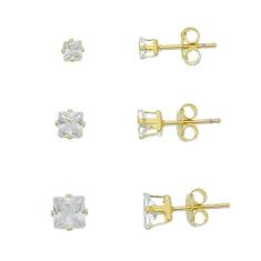 Imagem de Kit De Brinco Pedras Quadradas em Zircônia Joia Folheada