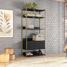 Imagem de Guarda-Roupa Closet Industrial Mital 2 gv Preto e Dourado 89 cm