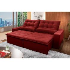 Imagem de Sofá Retrátil Reclinável Islândia 3,00m Suede Velut Vermelho c/ Molas no Assento - King House