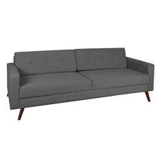 Imagem de Sofá 3 Lugares Living Pé Palito Linho Cotton Cinza 210 cm
