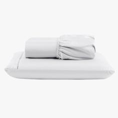 Imagem de Jogo De Lençol Peletizado 400 Fios Solteiro 2 Peças Casa - Hotel - Pousada Barato - Branco