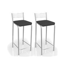 Imagem de Banqueta De Cozinha Gênova 2b705cr Kit 2 Un Cromado/courano Preto - Kappesberg