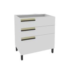 Imagem de Balcão 3 Gavetas de Cozinha Herval Manhattan, MDP, Branco Ártico