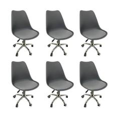 Imagem de Kit 6 Cadeiras para Escritório Secretária Decorativa Eames Chicago Cinza