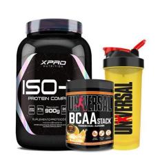 Imagem de Kit Whey Protein Iso-X 900g - XPRO Nutrition + BCAA Stack 250g + Coque