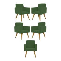 Imagem de Kit 05 Cadeiras Poltronas Decorativa - Escritório - Recepção Cor:verde