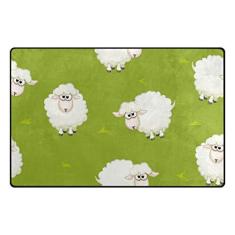 Imagem de ColourLife Tapetes de área leve e macio tapete de ovelha  para crianças, sala de jogos, piso de madeira, sala de estar, 152 x 99 cm (1,5 x 1,6 cm) tapetes de berçário
