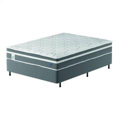 Imagem de Cama Box Colchão Casal Molas Ensacadas Euro In Up 138x188x64cm Cinza / Branco Probel - Suporta até 110kg por Pessoa