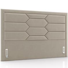 Imagem de Cabeceira Cama Box Casal 140cm Estofada Nora P05 Veludo Bege - Lyam Decor