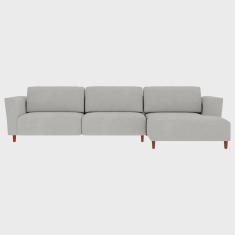 Imagem de Sofá 350cm com Chaise Direita Franz Suede Cinza G52 - Gran Belo