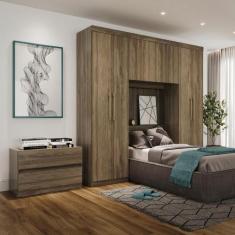 Imagem de Guarda Roupa Solteiro 6 Portas 2 Gavetas Porto Legno Com Cabeceira Car