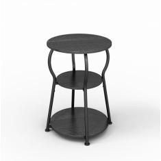 Imagem de Mesa lateral redonda para espaços pequenos, mesa de cabeceira pequena de madeira de 3 andares, mesas de canto redondas para sala de estar, berçário, canto, escritório, quarto, mesa lateral de café,