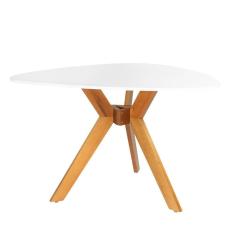 Imagem de Mesa de Jantar Orgânica Nina 120cm em MDF e Madeira Maciça - Branco