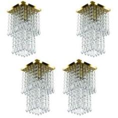 Imagem de Kit 4 Lustre Plafon De Cristal Acrilico Spark 