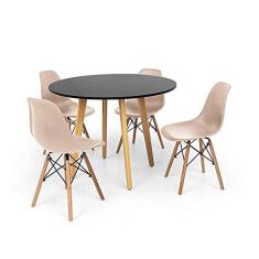 Imagem de Conjunto Mesa de Jantar Laura 105cm  com 4 Cadeiras Charles Eames - Nude