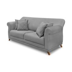 Imagem de Sofá Decorativo 180cm 2 Lugares com 4 Almofadas Armstrong Veludo Cinza - Gran Belo