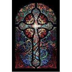 Imagem de Quebra-Cabeça Decorativo Religioso Vitral Arte Sacra 300 peças em MDF