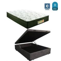 Imagem de Cama Box casal com baú preto suede + Colchão Molas bonnel - A colchoes