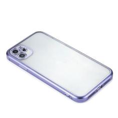 Imagem de Capa transparente com moldura quadrada revestida de luxo para iPhone 12 11 Pro Max Mini XS XR X 7 8 Plus SE 2 Capa transparente fosca de silicone macio, roxa, para iPhone 11 Pro