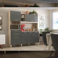 Imagem de Armário de Cozinha Compacta 6 Portas 2 Gaveta Select 1,78 Demobile - Avena/Grafite