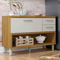 Imagem de Balcão de Cozinha para Pia Princesa 1 Porta 2 Gavetas 100% Mdf Freijó/Off White - Nesher