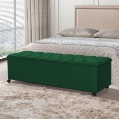 Imagem de Recamier Baú com Rodízios Cancun 1,50m Veludo Verde - VILLA CASA DECOR