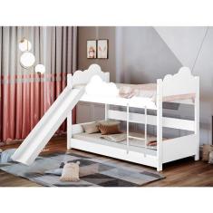Imagem de Beliche Solteiro Erika Nuvem Com Escorregador - Branco - Madeira Store
