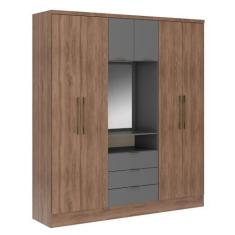 Imagem de Guarda Roupa Casal com Espelho 6 Portas Aspen Carraro Freijó c/Titânio
