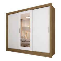 Imagem de Roupeiro 3 Portas Casal Com 2 Espelhos Aurora Bore/bran - M. Arapongas