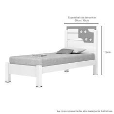 Imagem de Cama De Solteiro Bibox Luiza Branco C/ Rosa C/Auxiliar