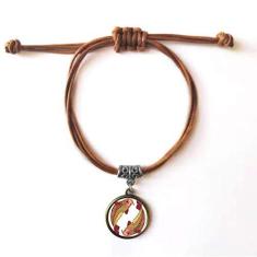 Imagem de DIYthinker Pulseira de couro com símbolo do zodíaco da constelação de Peixes, pulseira marrom joia presente
