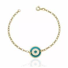 Imagem de Pulseira Olho Turco Grego Resinado Folheado Ouro 18k