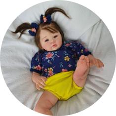 Imagem de Boneca Bebe Reborn Menina Realista Banho - Enxoval Completo