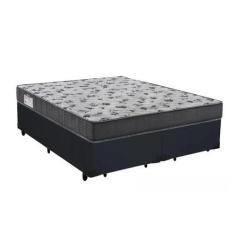 Imagem de Cama Box Casal Bipartido138 Tecido Sintético Preto Com Colchão De Espu