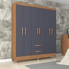 Imagem de Guarda Roupa Casal 6 Portas 2 Gavetas Brasilia Atualle Móveis Canelato Rústico/grafite